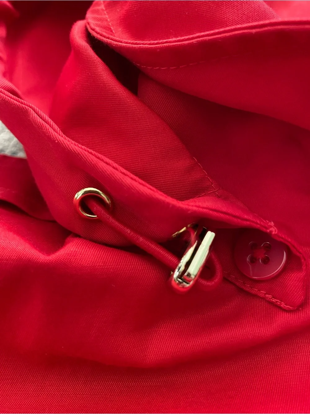 Michael Kors Hooded Rain Jacket Trench Coat Medium Red w/ Gold Hardware